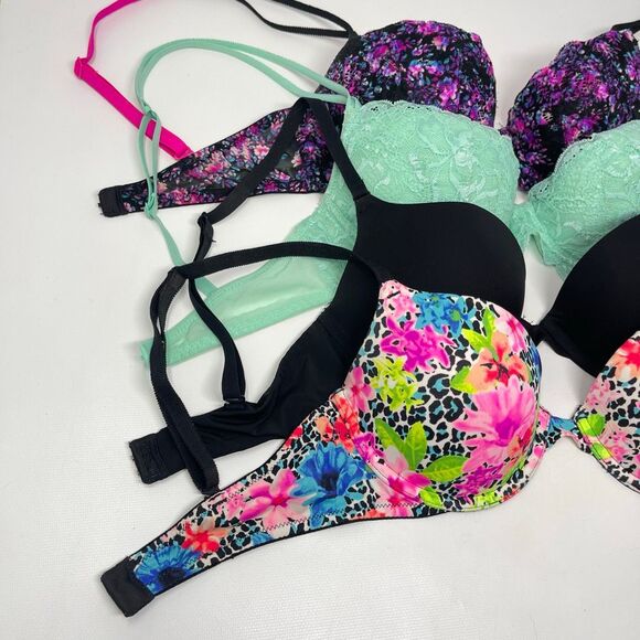 Victoria’s Secret Lot of 4 Bras Push Up Demi Lace Multicolor Women’s Size 32C - Picture 5 of 13